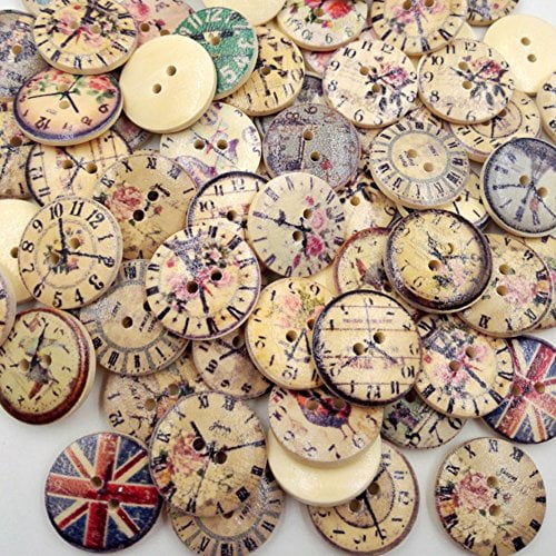18mm.Vintage Wood Buttons Brown Color 2 Holes Circle Buttons design Set 24 pcs 18mm.Vintage Wood Buttons Brown Color 2 Holes Circle Buttons design Set 24 pcs